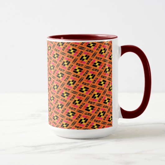 Tasse MUG Jimette Rosa-weißorangefarbenes Design (Rechts)