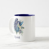 Tasse Navy Blue und Aquamarin Floral Individuelle  (Vorderseite Links)