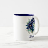 Tasse Navy Blue und Aquamarin Floral Individuelle  (VorderseiteRechts)