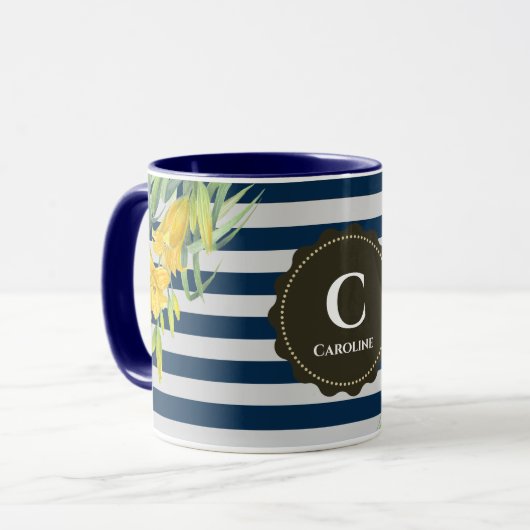Tasse Navy Gray Stripes (Vorderseite Links)