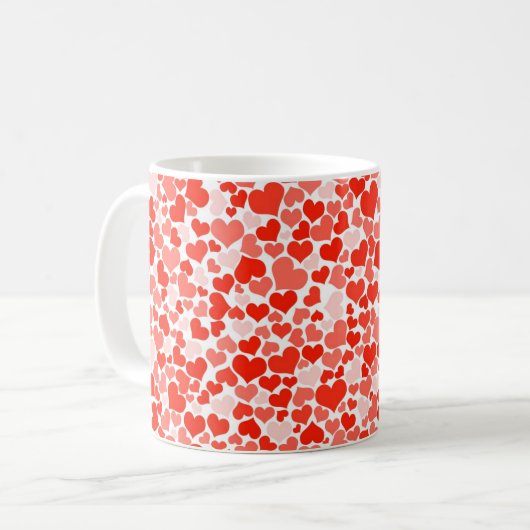Tasse niedlich Rosa und Rotes Herz (Vorderseite Links)