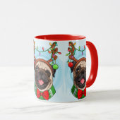 Tasse niedlicher Weihnachts-Möpsen (VorderseiteRechts)