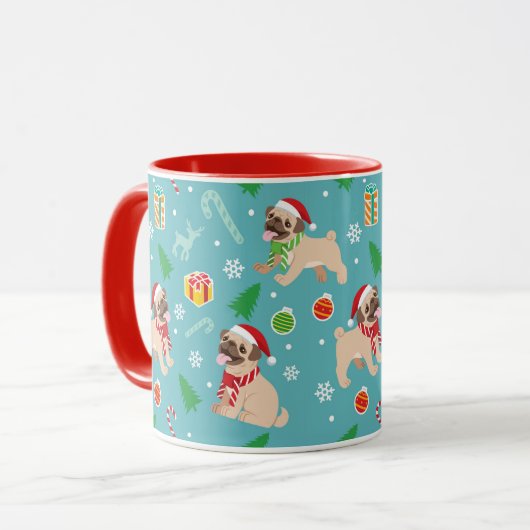 Tasse niedlicher Weihnachts-Möpsen (Vorderseite Links)