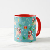 Tasse niedlicher Weihnachts-Möpsen (VorderseiteRechts)
