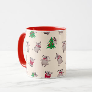 Tasse niedlicher Weihnachts-Möpsen