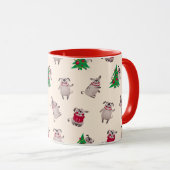 Tasse niedlicher Weihnachts-Möpsen (VorderseiteRechts)