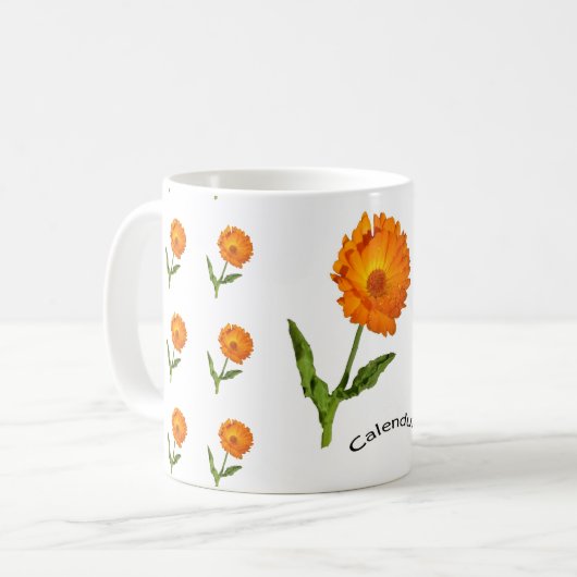 Tasse - Orange Calendula Blume (Vorderseite Links)