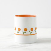 Tasse - Orangefarbene Blume auf einer Linie (Zentrum)