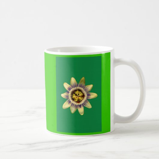Tasse, PASSION_FLOWERFLOWER. Grüner Hintergrund Kaffeetasse (Rechts)