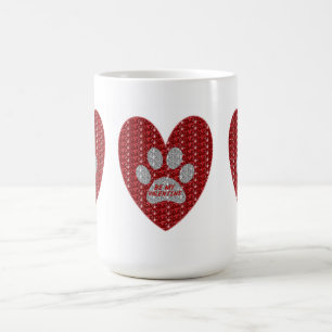 Tasse Paw Heart Red Silver mein Valentine