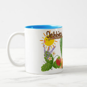 Tasse, personalisierter Name, Gartenthema Zweifarbige Tasse
