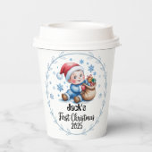 Tasse Personalisiertes Baby's First Christmas Part Pappbecher (Rückseite)