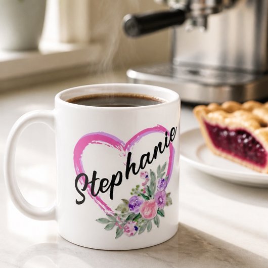 Tasse personalisiertes Blumenherz