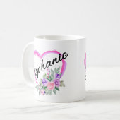 Tasse personalisiertes Blumenherz (Vorderseite Links)
