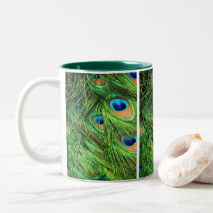 Tasse, Pfauenfedern Zweifarbiges Kaffeetasse