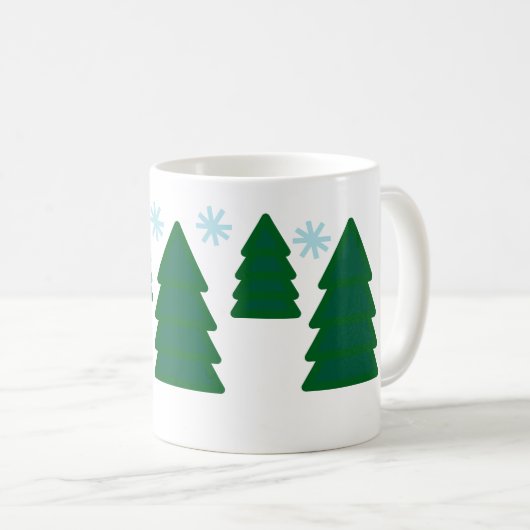 Tasse - Pinienbäume mit Schneeflocken (VorderseiteRechts)