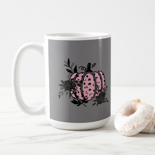 Tasse, Pink und Black Leopard Pumpkin Kaffeetasse (Mit Donut)