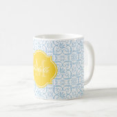 Tasse Placid Blue Damask Monogram (VorderseiteRechts)