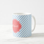 Tasse Placid Blue Strip Monogram (VorderseiteRechts)