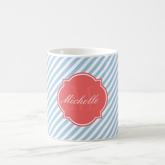 Tasse Placid Blue Strip Monogram (Mittel)