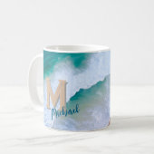 Tasse-Pokal-Surf-Design mit Monogramm-Geschenk Kaffeetasse (Vorderseite Links)