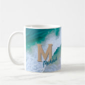 Tasse-Pokal-Surf-Design mit Monogramm-Geschenk Kaffeetasse (Links)