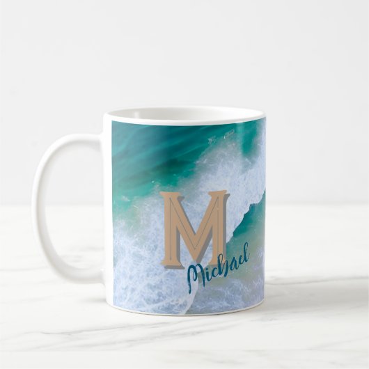 Tasse-Pokal-Surf-Design mit Monogramm-Geschenk Kaffeetasse (Links)