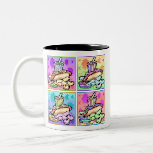 Tasse - Pop Art Hot Dog mit Chips und ein Getränk (Links)