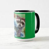 Tasse Raccoon und Blue Hydrangeas (VorderseiteRechts)