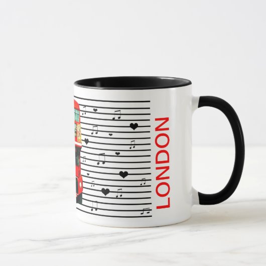 Tasse Red Bus Hört Musik (Rechts)