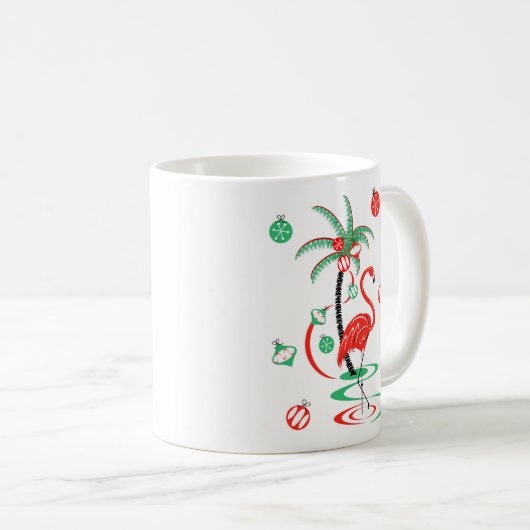 Tasse "Red Christmas Flamingo Baubles" (VorderseiteRechts)