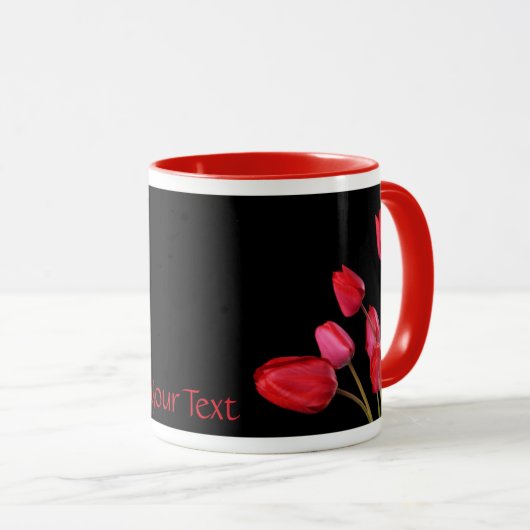 Tasse "Red Tulips on Black" (VorderseiteRechts)