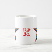 Tasse - Regenbogenfarbene Sterne und Initiale (Mittel)