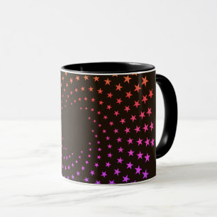 Tasse - Regenbogenfarbene Sternwirbel auf Schwarz