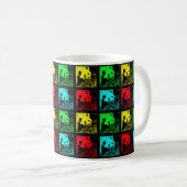 Tasse, Riesenpandas Pop Kunst, Rot-Blau-Gelb Kaffeetasse (VorderseiteRechts)