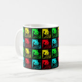 Tasse, Riesenpandas Pop Kunst, Rot-Blau-Gelb Kaffeetasse (Vorderseite Links)