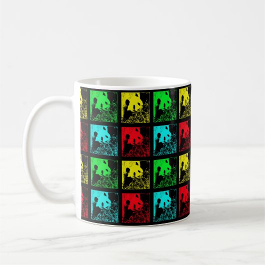 Tasse, Riesenpandas Pop Kunst, Rot-Blau-Gelb Kaffeetasse (Links)