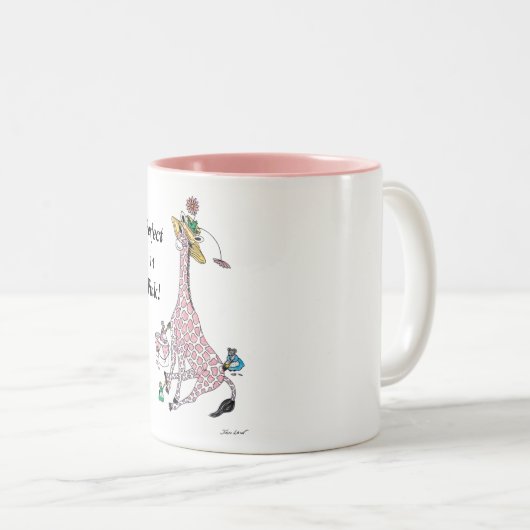 Tasse, Rosa Giraffe Zwei-Tone-Kaffee-Tasse Zweifarbige Tasse (VorderseiteRechts)