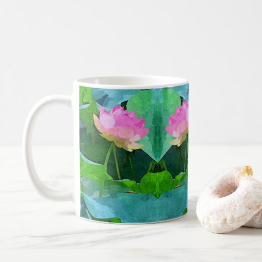 Tasse Rosa Lotus Abstrakt (Mit Donut)