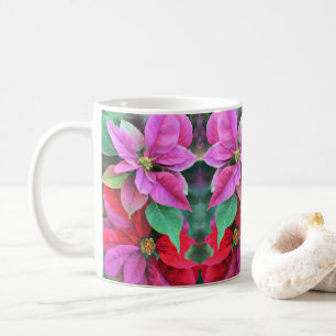 Tasse Rosa und Rote Poinsettias