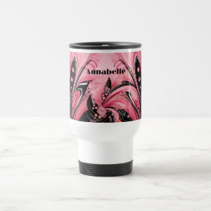 Tasse Rosa und Schwarz Art Deco Plume