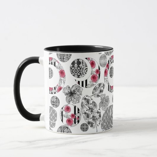 Tasse, rot und schwarz, Quilt, Patchwork, rustikal Tasse (Links)