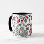 Tasse, rot und schwarz, Quilt, Patchwork, rustikal Tasse (Vorderseite Links)