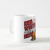 Tasse Rot-Weiß und Braubier Kunst (Vorderseite Links)