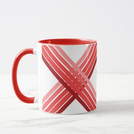 Tasse - Rote Streifen mit Anfangsbuchstaben (Links)