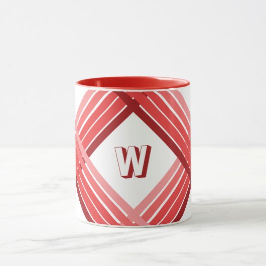 Tasse - Rote Streifen mit Anfangsbuchstaben (Zentrum)