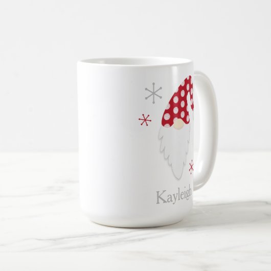 Tasse Roter Gnome und Schneeflocken (VorderseiteRechts)