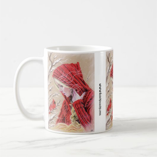 Tasse Roter Kardinal Mädchen Winterurlaub (Links)