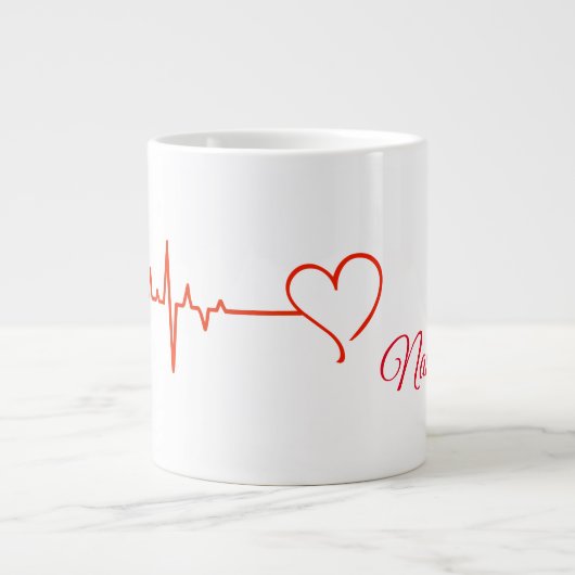 Tasse Rotes Herz und Herzfrequenz (Vorderseite)