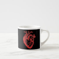 Tasse Rotes und Schwarzes Anatomisches Herz Espres